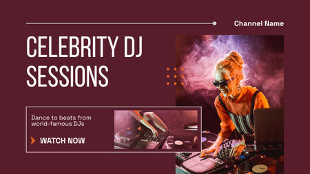 DJ Session in Night Club with Young Woman Youtube Thumbnail Design Template
