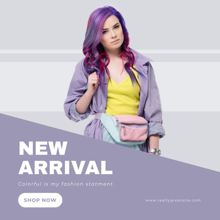 Ontwerpsjabloon van Instagram van Girl with Waist Bag for New Fashion Arrival Ad