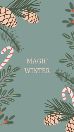 Winter Inspiration with Candy Canes Instagram Story Design Template