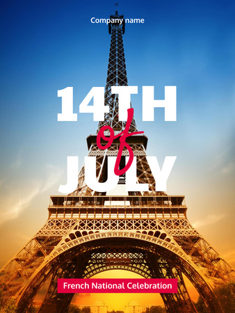 Plantilla de diseño de Anuncio de celebración del evento del Día de la Bastilla de Francia Poster US 