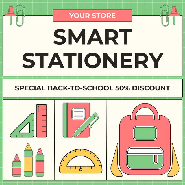 Template di design Special Discount on Smart Stationery for Schoolchildren Instagram