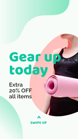 Yoga Items Sale with Girl holding mat Instagram Story Design Template
