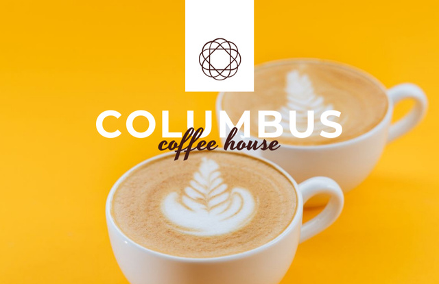 Plantilla de diseño de Coffee House Ad with Cups of Cappuccino Business Card 85x55mm 