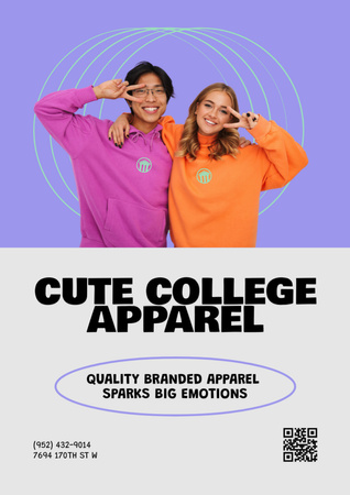 Cute College Apparel and Merchandise Sale with Students Poster A3 Tasarım Şablonu