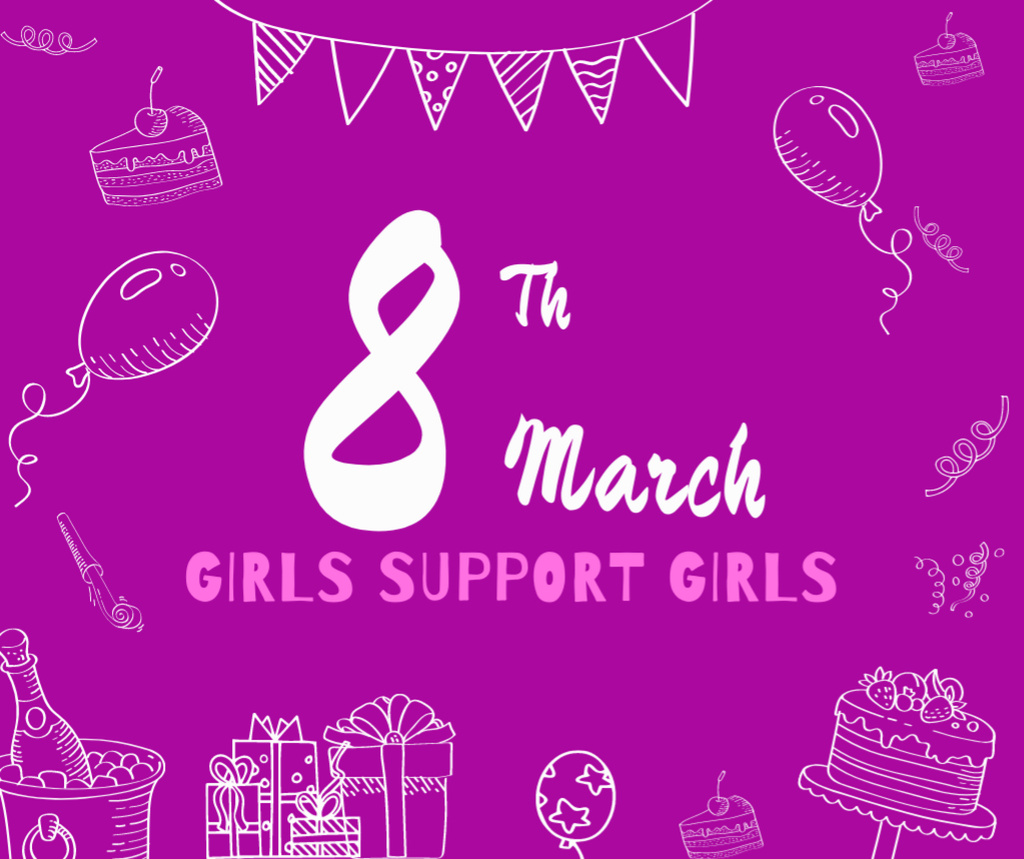 8 March Women's day party Facebook tervezősablon
