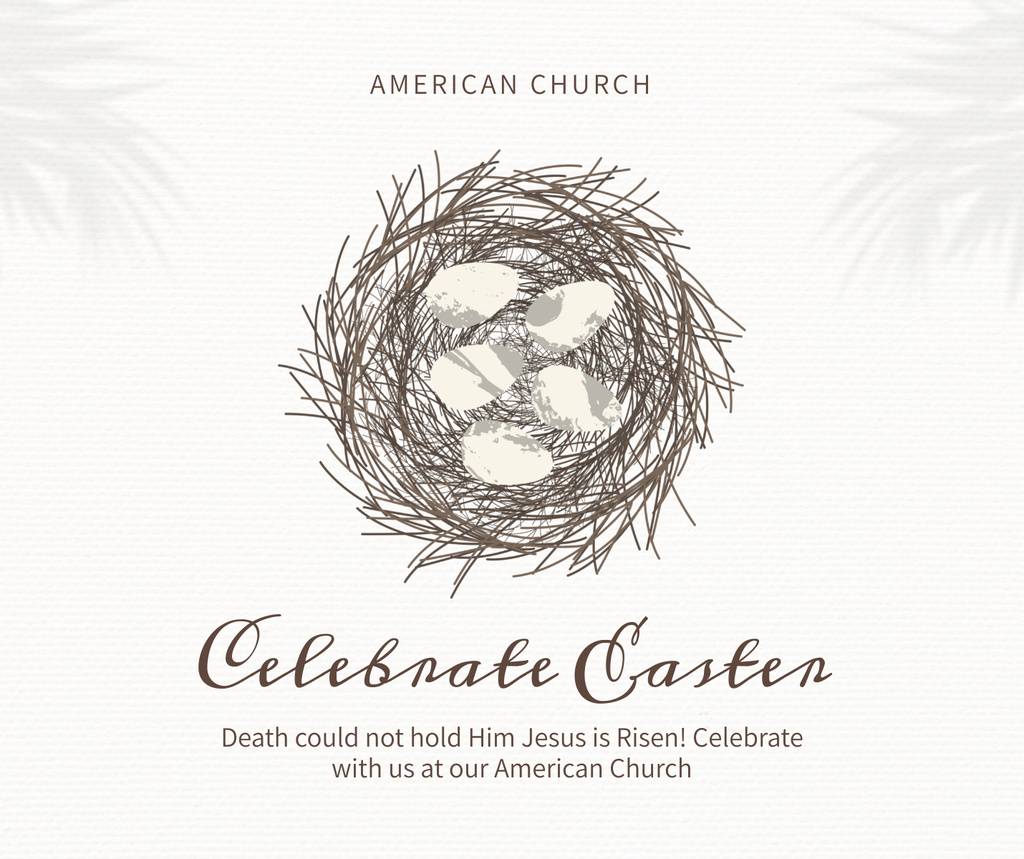 Grey Ad of Easter Holiday Service Facebook 1430x1200px – шаблон для дизайну