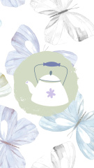 Illustration of Teapot and Butterflies