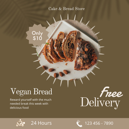 Template di design deliziosa offerta di pane vegano Instagram AD