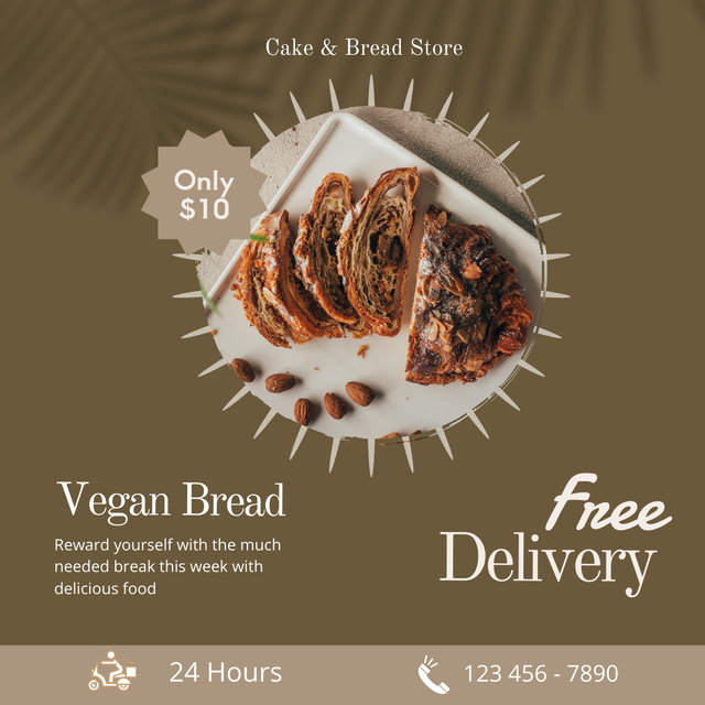 Designvorlage Delicious Vegan Bread Offer für Instagram AD
