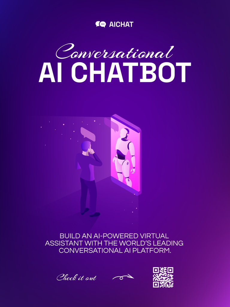 Online Chatbot Services Ad Poster US tervezősablon