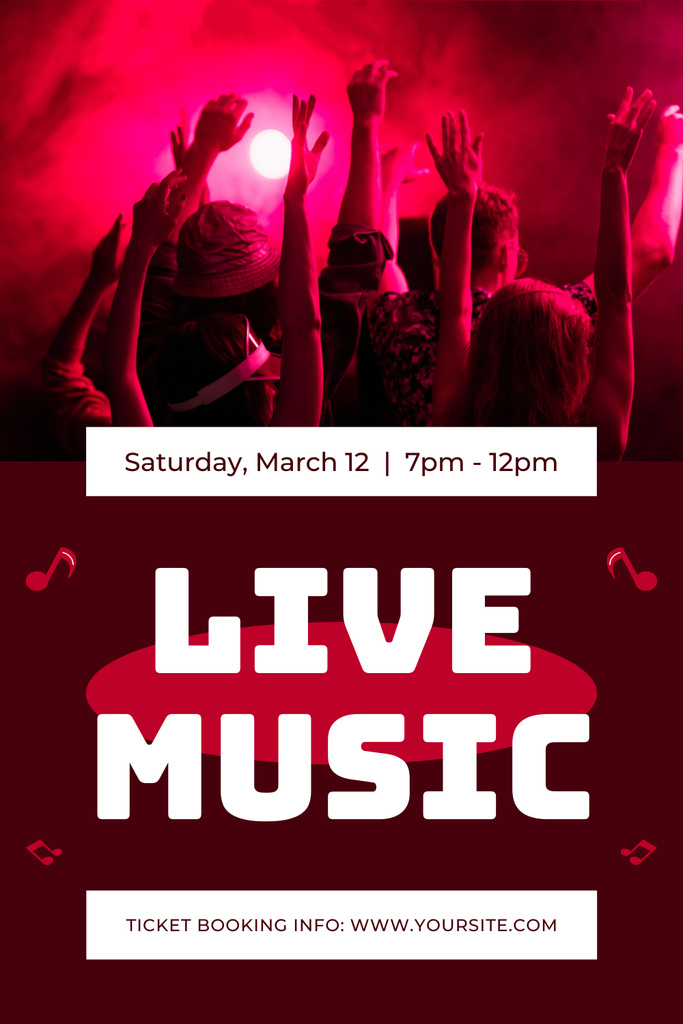 Live Music Concert Announcement with Crowd at Concert Pinterest Modelo de Design