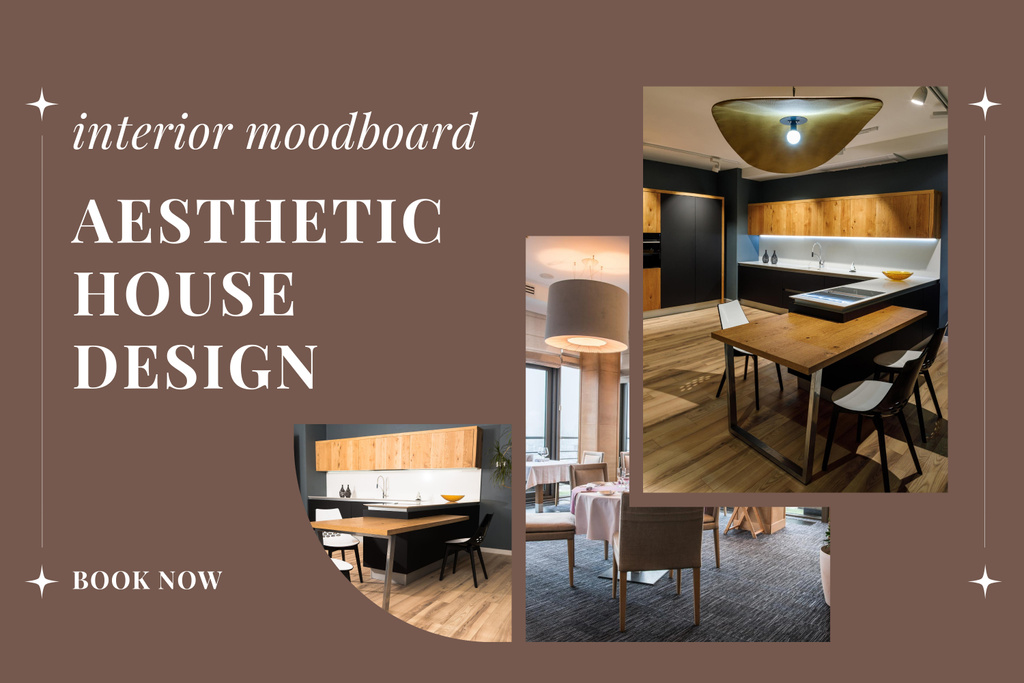 Aesthetic House Design in Brown Mood Boardデザインテンプレート