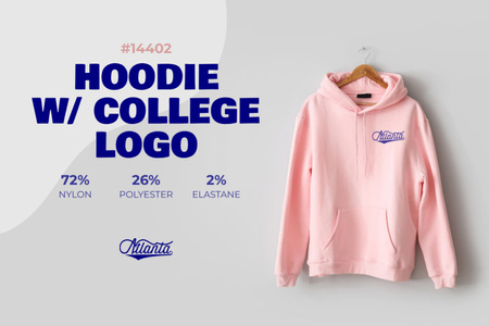 Sale Offer Pink Hoodie with College Logo Label Design Template