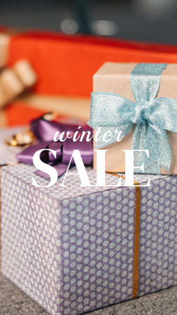 Winter Sale Ad with Presents Instagram Story Design Template