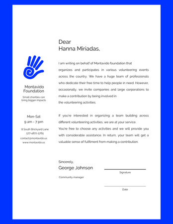 Volunteer Company participation offer Letterhead 8.5x11in Design Template