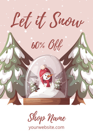 Designvorlage Shop-Anzeige mit Schneekugel mit Weihnachtsbaum für Pinterest