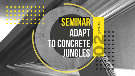 Ontwerpsjabloon van FB event cover van architectonisch seminarie met betonbouw