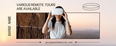 Remote Tours with Woman in VR Glasses Twitch Profile Banner Πρότυπο σχεδίασης