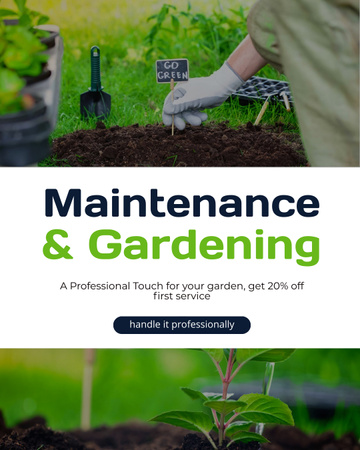 Nabídka slev na profesionální údržbu trávníku a zahradnictví Instagram Post Vertical Šablona návrhu