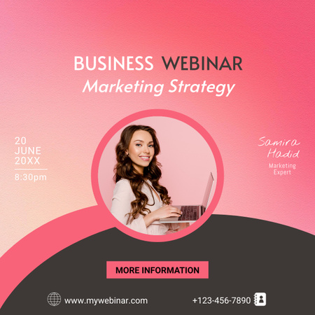 Business Webinar on Marketing Strategy Pink LinkedIn post Tasarım Şablonu