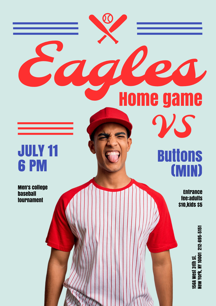 Baseball Game College Tournament Announcement Poster Modelo de Design