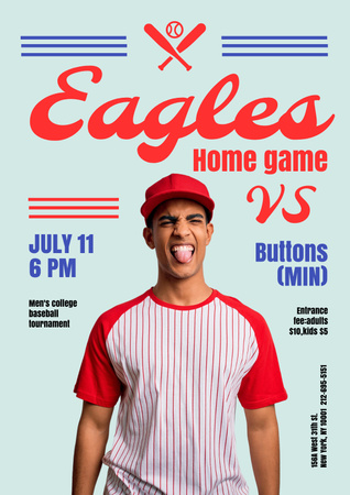 Baseball Game College Tournament Announcement Poster Design Template