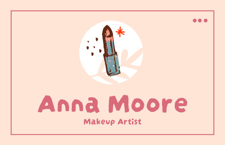 Modèle de visuel Makeup Artist Services Ad with Red Lipstick - Business Card 85x55mm