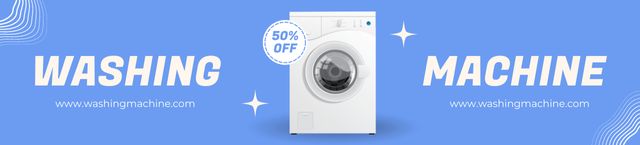 Ontwerpsjabloon van Ebay Store Billboard van Washing Machines Sale Blue