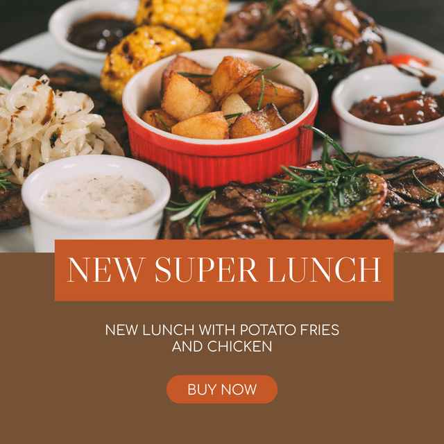 Designvorlage New Lunch in the Restaurant List Of Dishes Promotion für Instagram