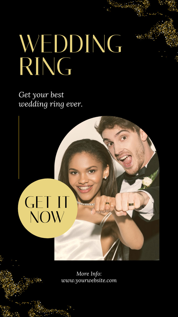 Platilla de diseño Stylish Discounted Wedding Rings for Happy Newlyweds Instagram Story