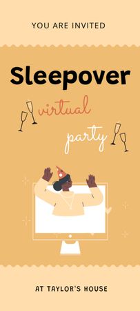 Plantilla de diseño de Anuncio de fiesta de pijamas virtual Invitation 9.5x21cm 