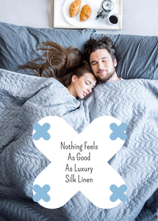 Platilla de diseño Couple Resting In Bed With Silk Linen Postcard 5x7in Vertical