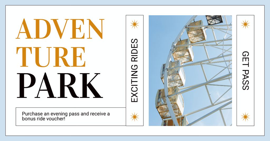 Plantilla de diseño de Exciting Amusement And Adventure Park With Ferris Wheel Facebook AD 
