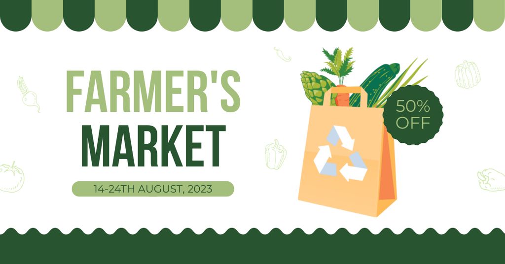 Farmer's Market Announcement with Packet of Vegetables Facebook AD Design Template