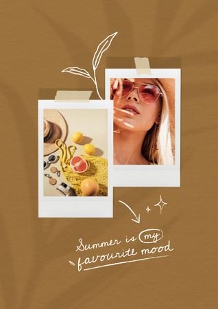 Inspiration with Beautiful Young Woman and Summer Cocktails Poster Πρότυπο σχεδίασης