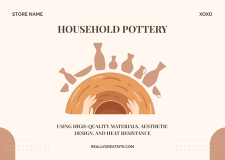 Household Pottery Offer With Vases Card Design Template