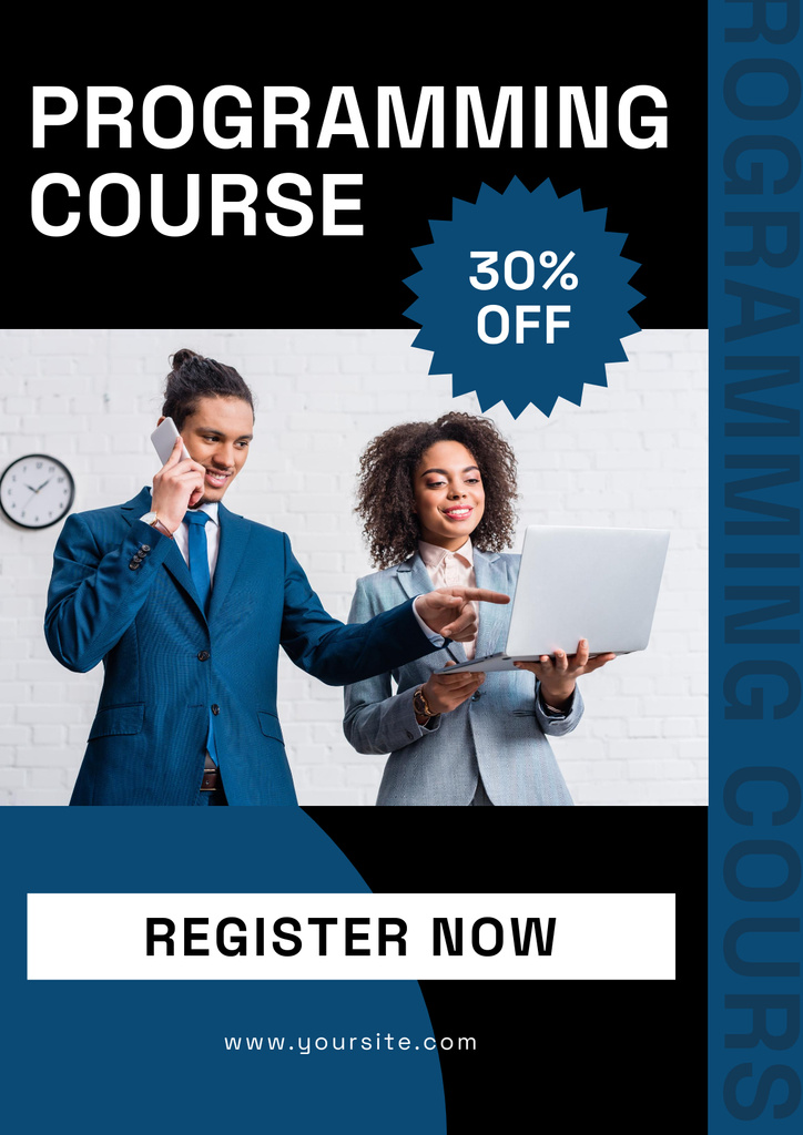 Ad of Programming Course with Discount Poster Design Template