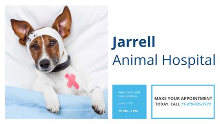 Animal Hospital Ad with Cute injured Dog Title Design Template