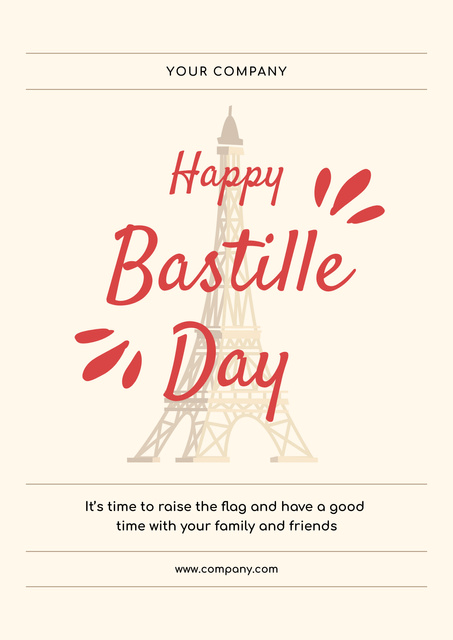 Happy Bastille Day Announcement on Beige Poster – шаблон для дизайна