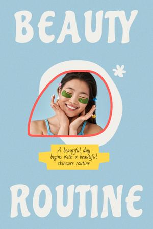 Ontwerpsjabloon van Pinterest van Beauty Ad with Girl in Cosmetic Eye Patches