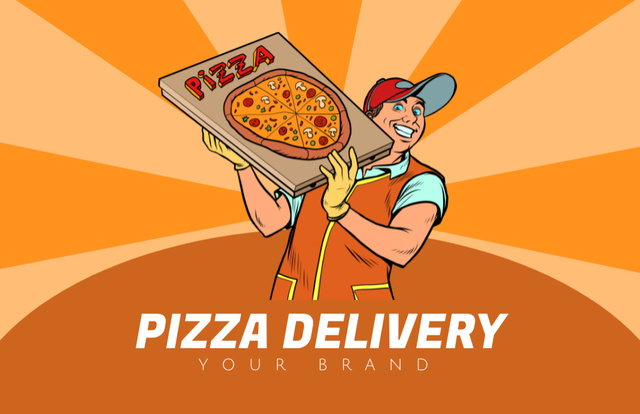 Modèle de visuel Offer Fast Delivery Pizza - Business Card 85x55mm