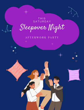 Designvorlage Sleepover Night Party for Friends für Invitation 13.9x10.7cm