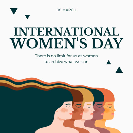 Inspirational Phrase on Women's Day with Illustration of Women Instagram Design Template