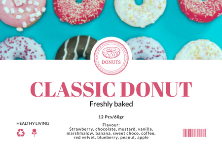 Plantilla de diseño de donuts clásicos frescos Label 