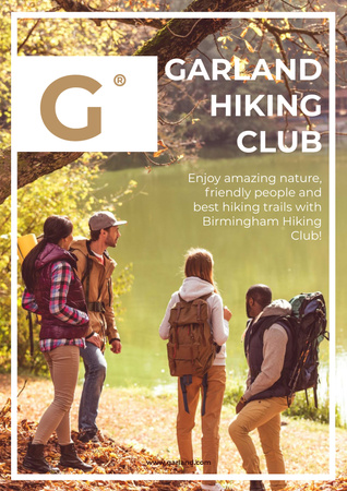 Modèle de visuel Hiking club Ad with people by the river - Poster