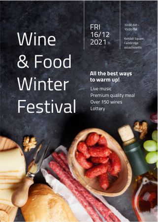 Ontwerpsjabloon van Invitation van Food Festival invitation Wine and Snacks