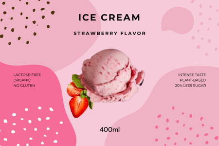 Strawberry Flavor Ice-Cream Label Modelo de Design