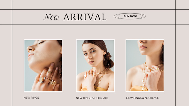 Szablon projektu Jewelry Collection Announcement with Stylish Woman Title 1680x945px