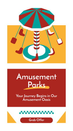 Top-notch Amusement Park With Colorful Carousel Offer Instagram Story Design Template