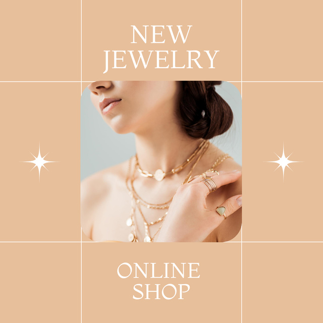 New Collection of Jewelry with Elegant Young Woman Instagram Πρότυπο σχεδίασης